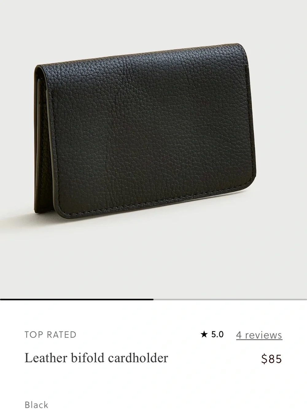 J. Crew Black Leather Bifold Cardholder